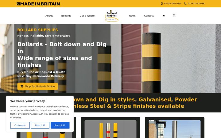 Screenshot of bollardsupplies.co.uk