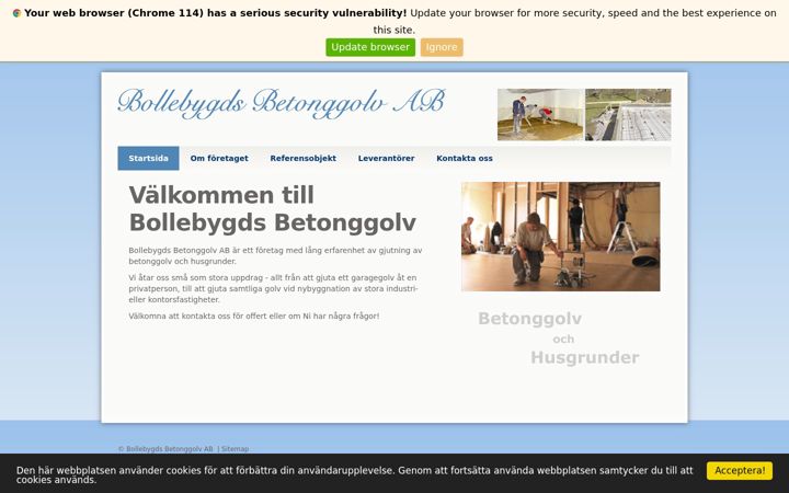 Screenshot of bollebygdsbetonggolv.se