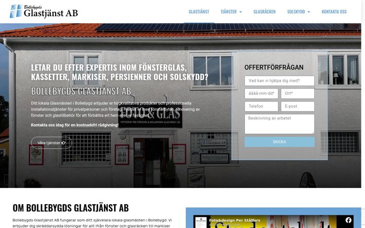 Ekraanipilt saidist bollebygdsglastjanst.se