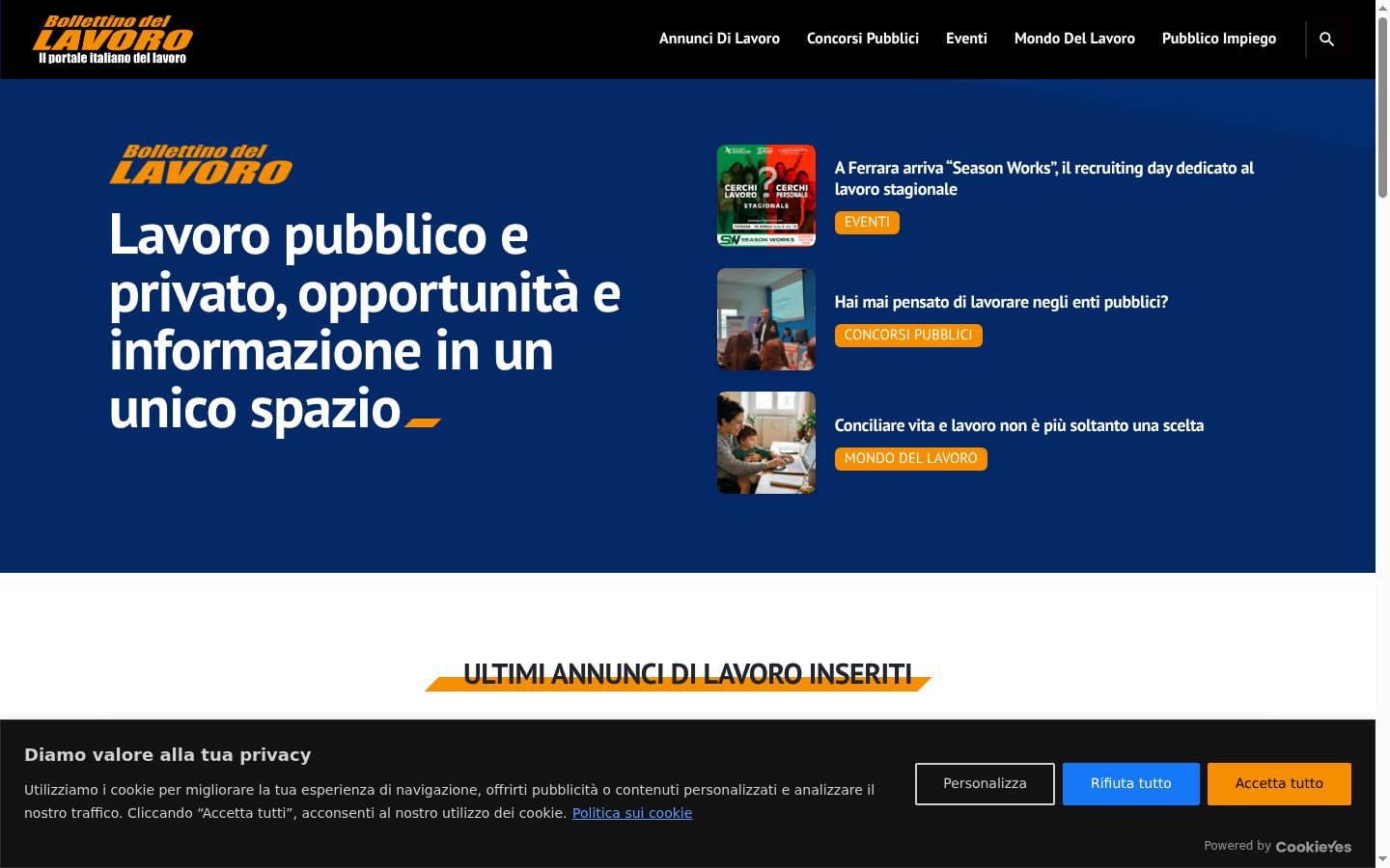 Screenshot of the consent banner shown before any interaction