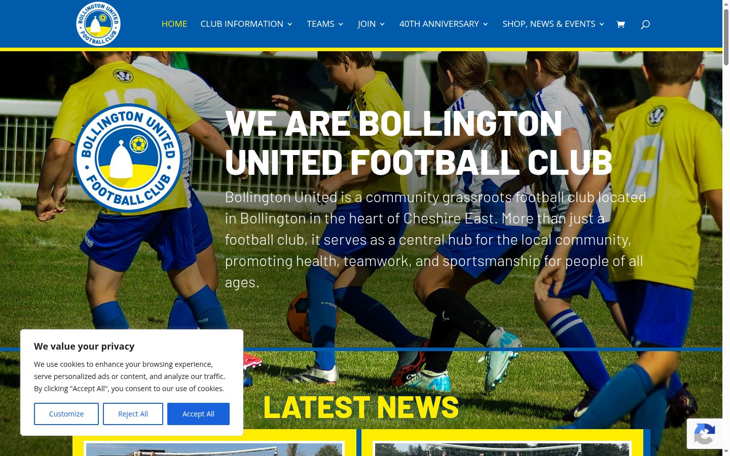 Ekrānuzņēmums ar piekrišanas baneri, kas tika rādīts pirms jebkādas mijiedarbības