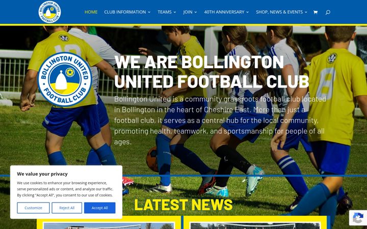 Екранна снимка на bollingtonunited.co.uk