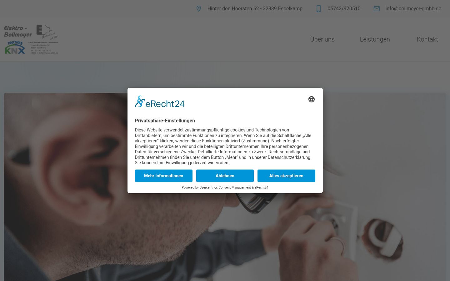 Screenshot del banner di consenso mostrato prima di qualsiasi interazione