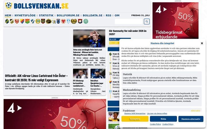 Screenshot of bollsvenskan.se