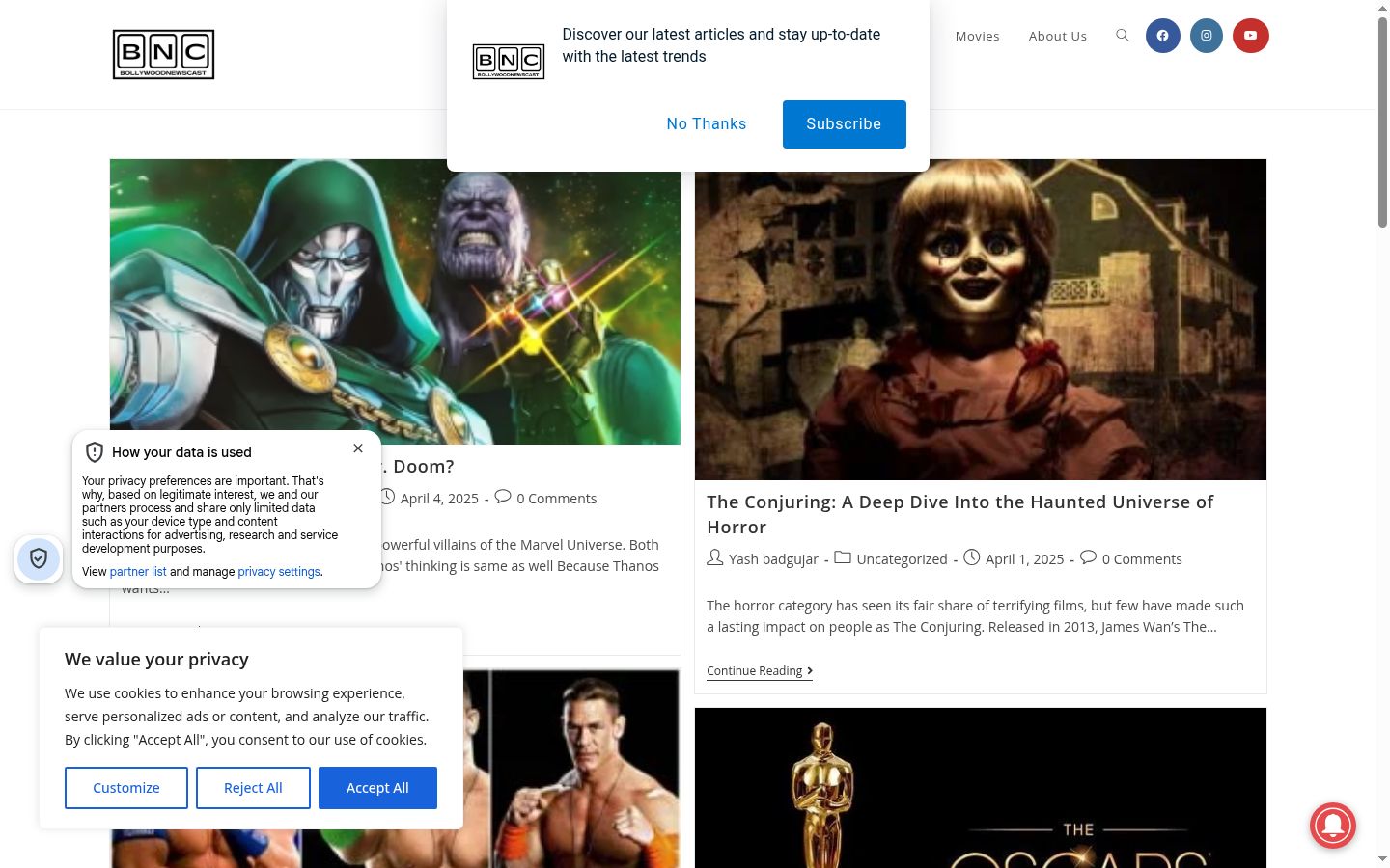 Screenshot del banner di consenso mostrato prima di qualsiasi interazione