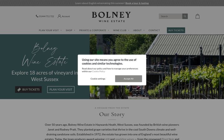 Screenshot of bolneywineestate.com