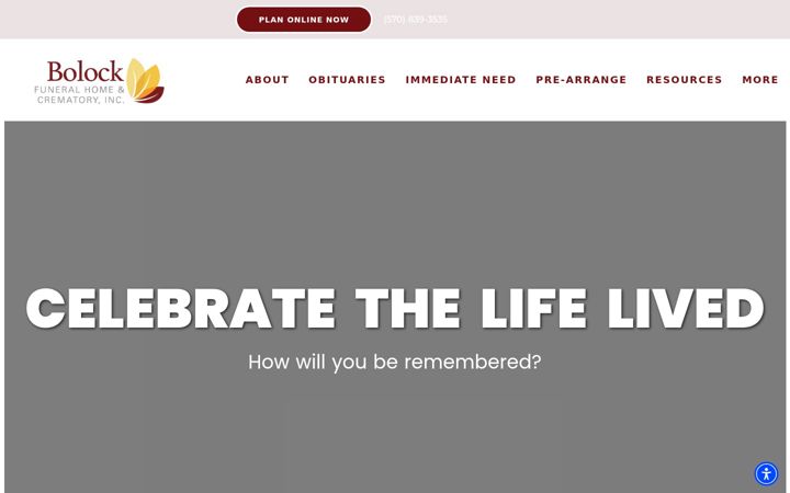 Screenshot stránky bolockfuneralhome.com
