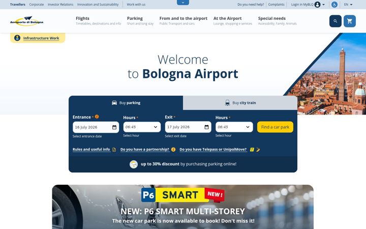 Screenshot of bologna-airport.it