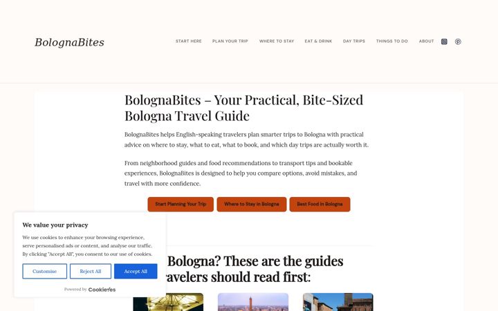 Screenshot of bolognabites.com