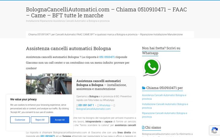 Screenshot του bolognacancelliautomatici.com