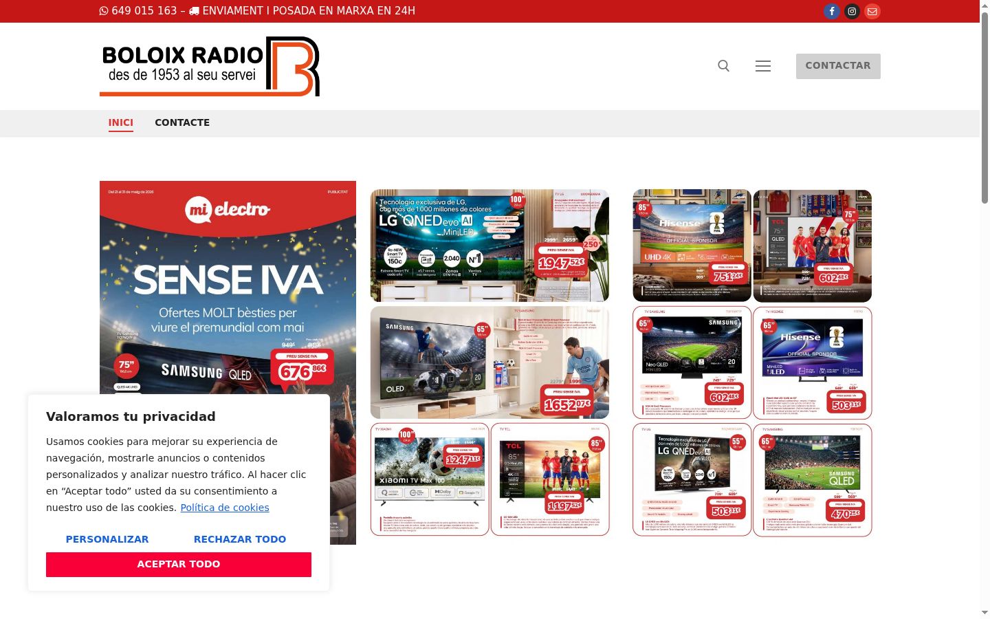 Screenshot del banner di consenso mostrato prima di qualsiasi interazione