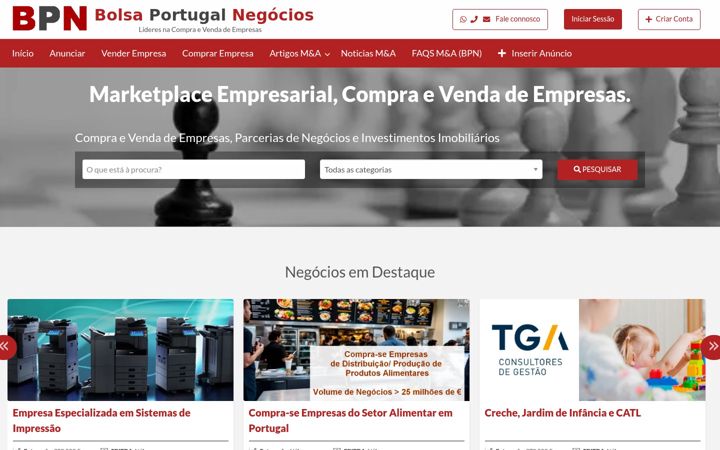 Screenshot of bolsaportugalnegocios.com