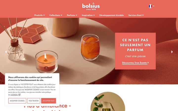 Skjámynd af bolsius.fr