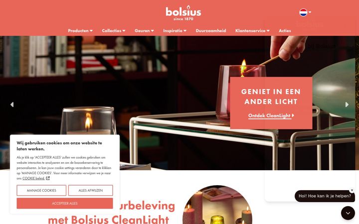 Screenshot of bolsius.nl