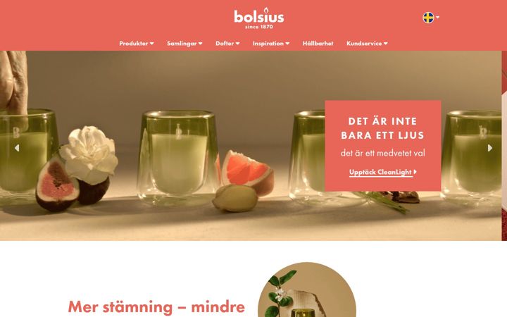 Screenshot of bolsius.se