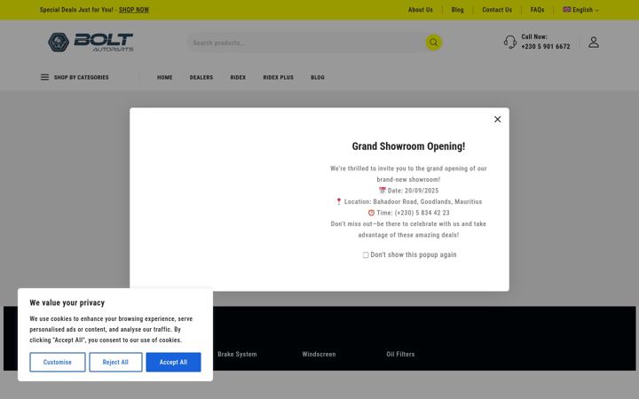 Screenshot of bolt-autoparts.mu