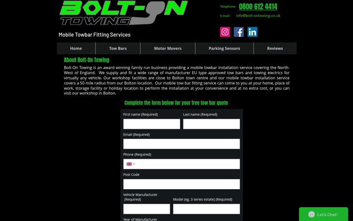 Screenshot of bolt-ontowing.co.uk
