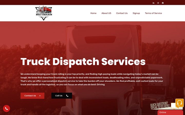 Captura de pantalla de boltdispatchservices.com