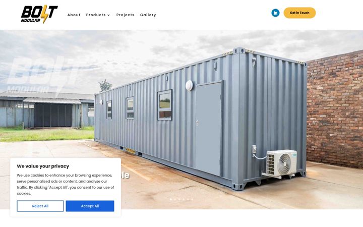 Screenshot of boltmodular.co.za