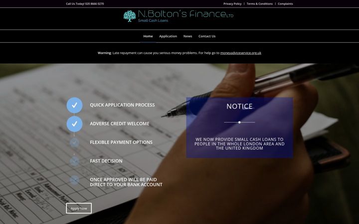 Screenshot of bolton-loans.co.uk