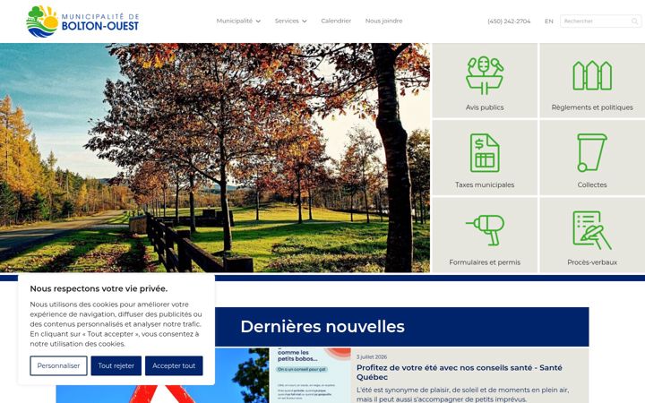 Screenshot of bolton-ouest.ca