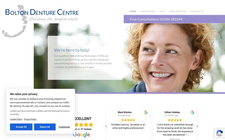 Screenshot of boltondenturecentre.co.uk
