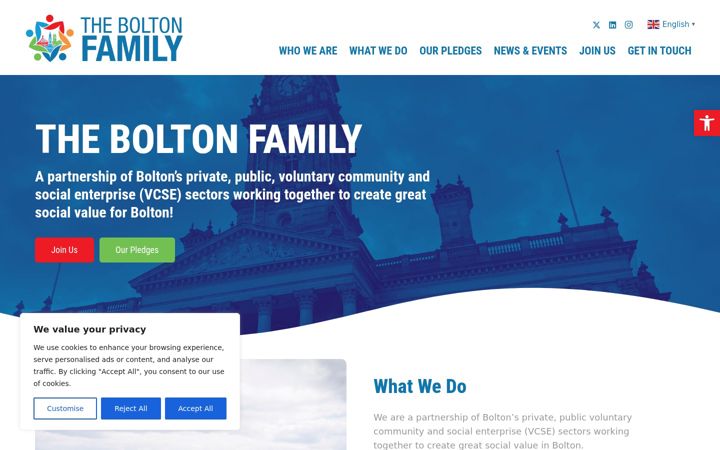 Screenshot of boltonfamily.org.uk