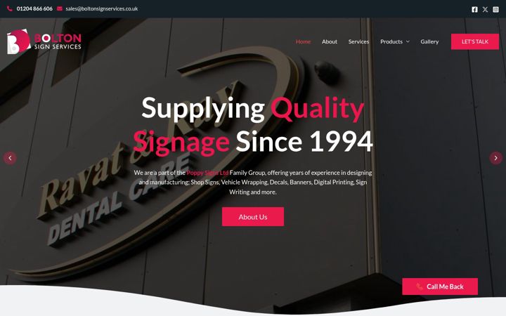 Screenshot του boltonsignservices.co.uk
