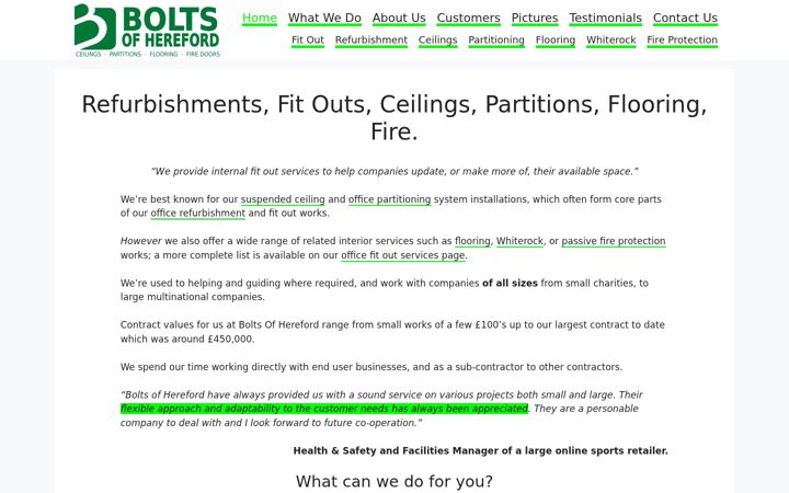 Screenshot of boltsofhereford.co.uk