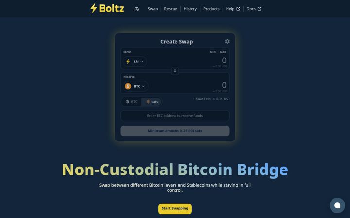 Screenshot of boltz.exchange