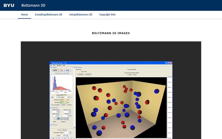 Screenshot of boltzmann3d.byu.edu