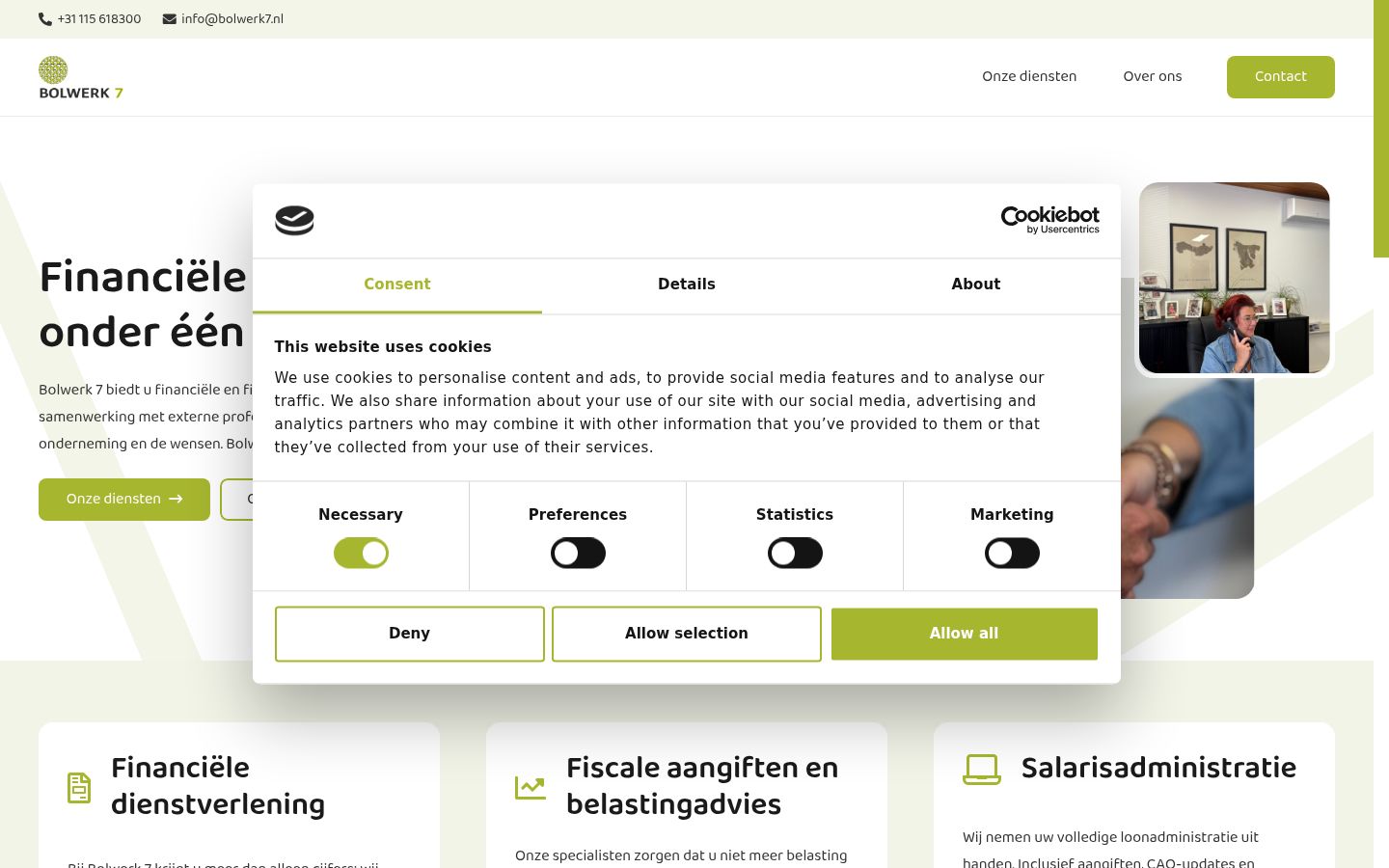 Screenshot des Einwilligungsbanners vor jeglicher Interaktion