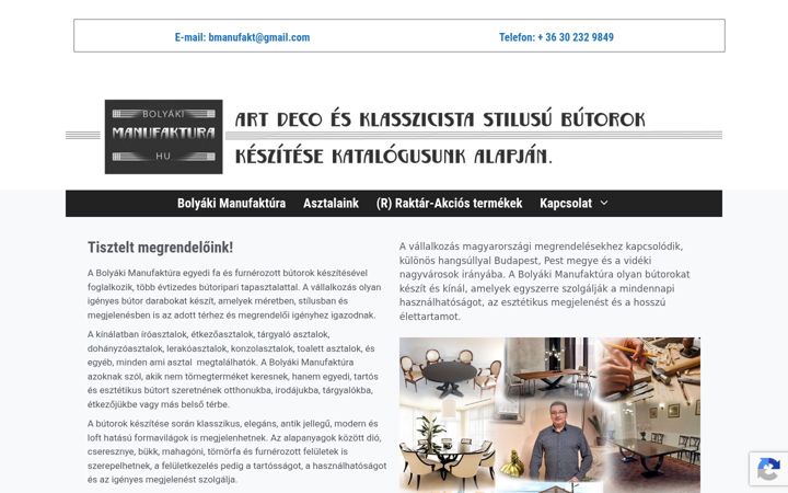 Posnetek zaslona bolyakimanufaktura.hu