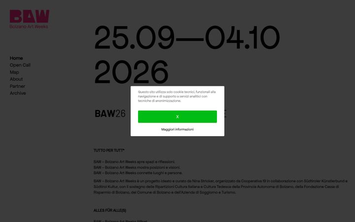 Screenshot of bolzanoartweeks.com