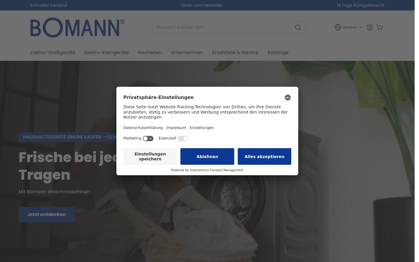 Captură de ecran a bannerului de consimțământ afișat înainte de orice interacțiune