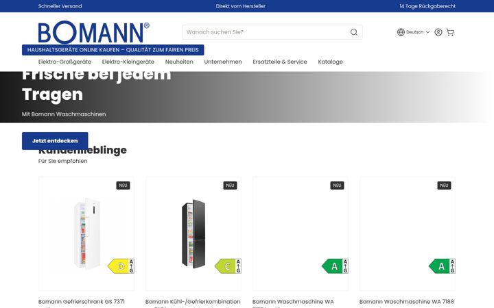 Screenshot of bomann.de