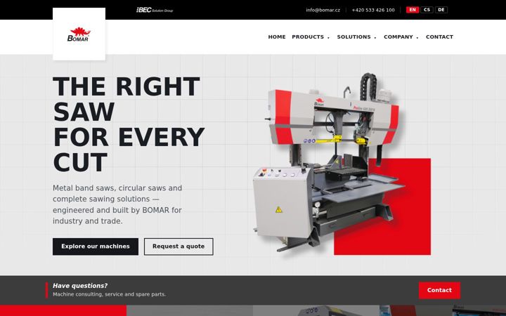 Ekrano kopija bomar-saws.com