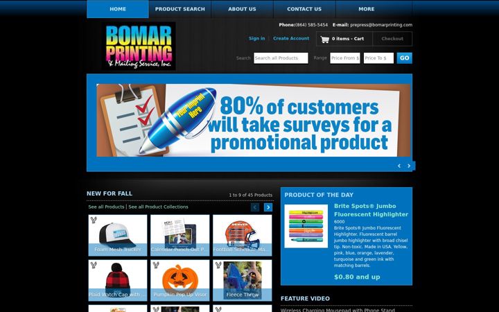 Screenshot of bomarprinting.com