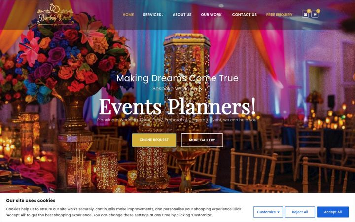 Screenshot of bombayevents.co.uk