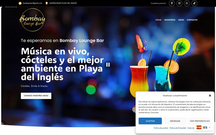 Captură de ecran a bombayloungebar.com
