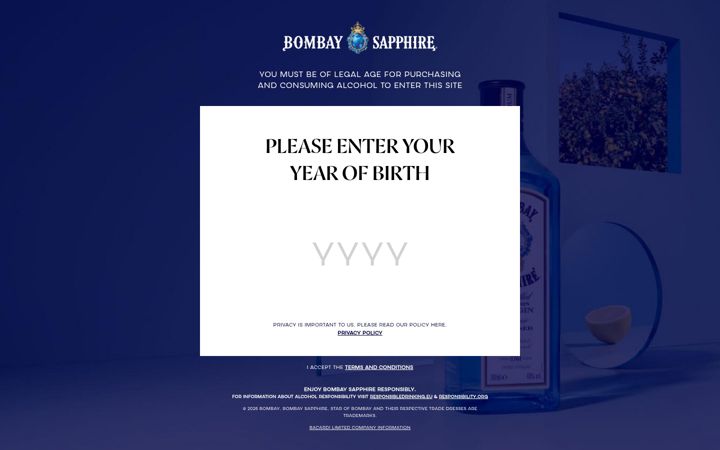 Screenshot of bombaysapphire.com