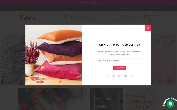 Screenshot of bombaystoresfabrics.co.uk