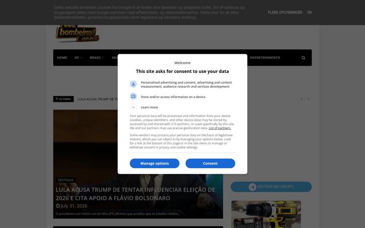 Screenshot of bombeirosdf.com.br