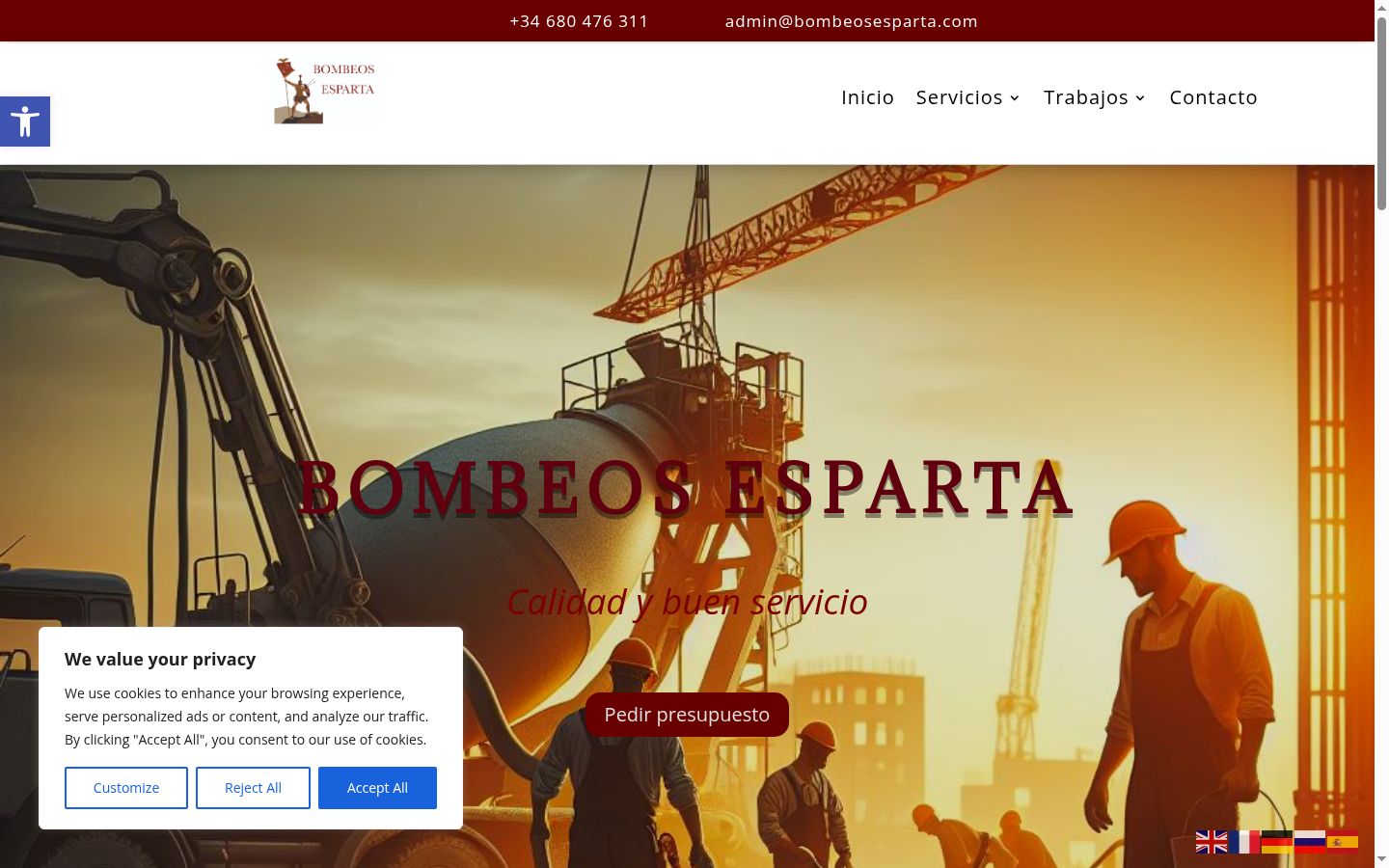 Captura de ecrã do banner de consentimento apresentado antes de qualquer interação