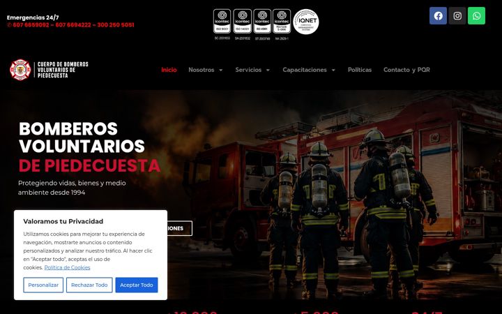Screenshot of bomberospiedecuesta.com