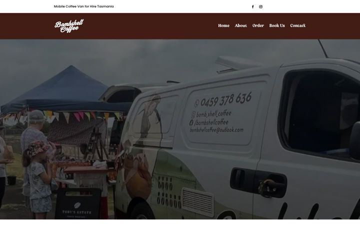 Skærmbillede af bombshellcoffee.com.au
