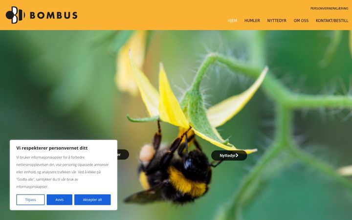 Screenshot of bombus.no