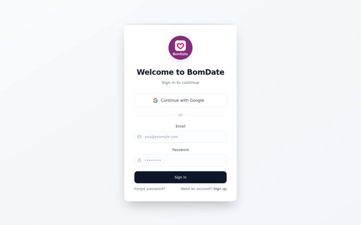 Screenshot of bomdate.com.br