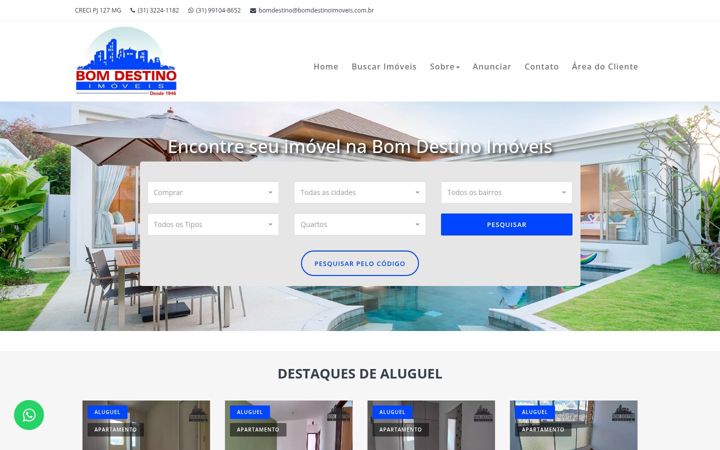 Ekrano kopija bomdestinoimoveis.com.br