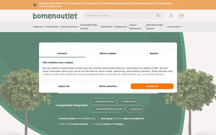 Screenshot of bomenoutlet.nl